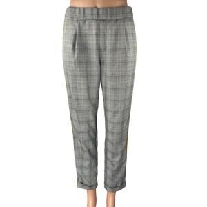 Zara Gray Plaid Checkered Pleated High Rise Straight Tapered Trousers Pants Sz S